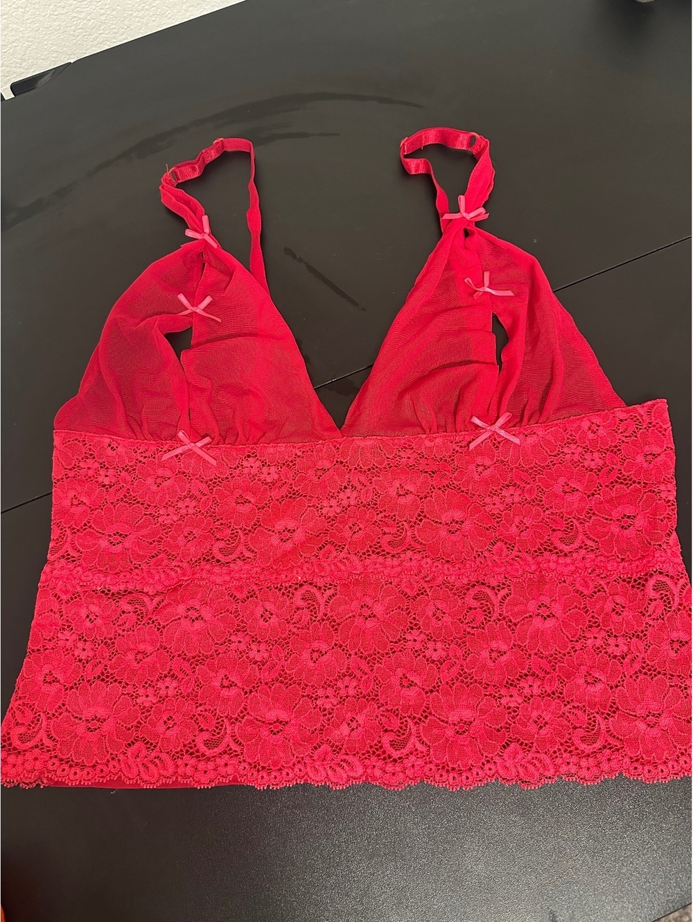 Victoria's Secret red lace mesh bralette